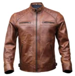 Café Racer Men Leather Jacket Black Brown Biker Genuine Sheep skin Leather - Image 10