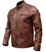 Café Racer Men Leather Jacket Black Brown Biker Genuine Sheep skin Leather - Image 11