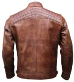 Café Racer Men Leather Jacket Black Brown Biker Genuine Sheep skin Leather - Image 12