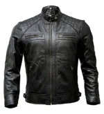 Café Racer Men Leather Jacket Black Brown Biker Genuine Sheep skin Leather - Image 13