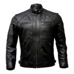 Leather jacket men wearing a premium black leather jacket with modern fit