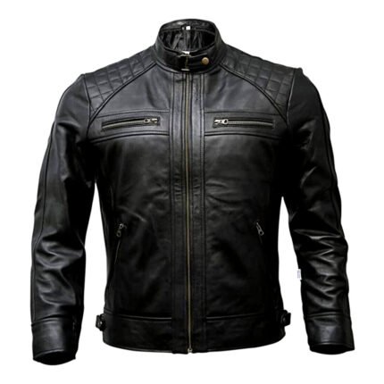 Leather jacket men wearing a premium black leather jacket with modern fit