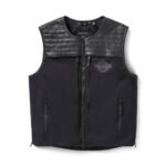 Weighted vest utility-style Harley-Davidson Long Haul Vest 97184-25VM with nylon body and leather yokes