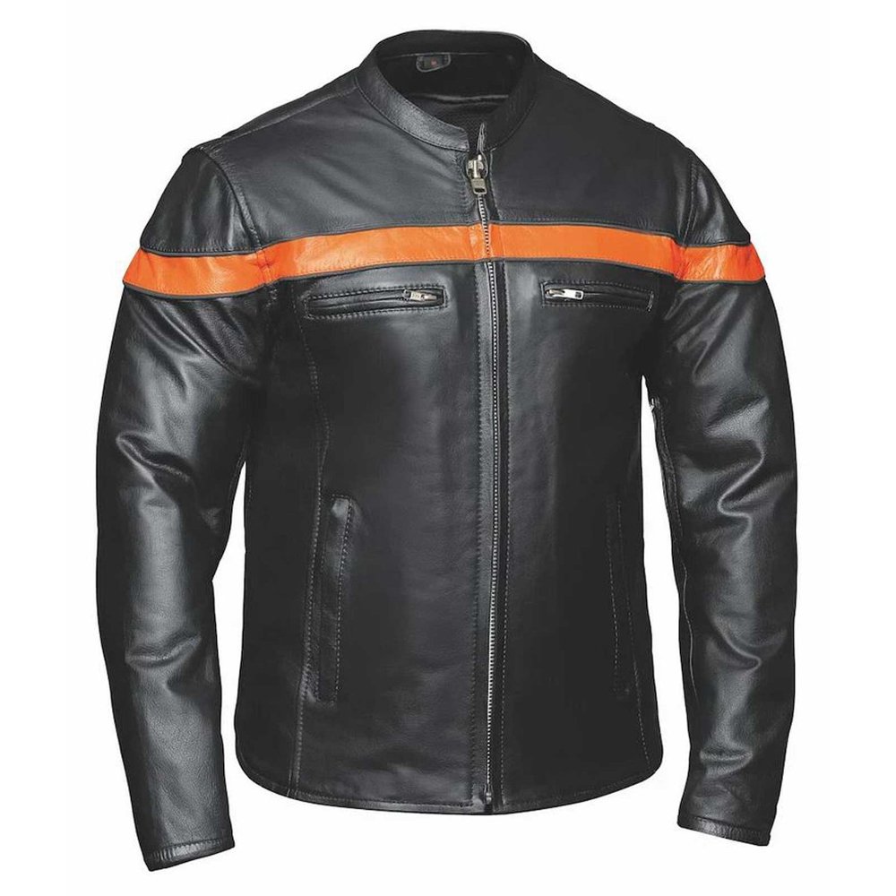 1_imresizer (2) Ladies Jacket Derringer premium motorcycle biker leather jacket in black and orange for women riders
