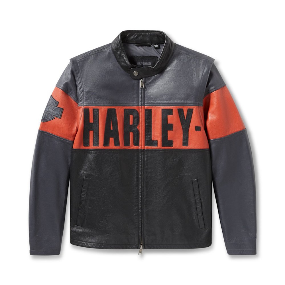 1_imresizer Harley-Davidson Men's Black Leather Jacket 97017-25VM front view