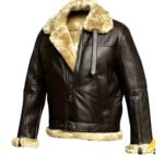 Leather bomber jacket featuring premium leather, ribbed cuffs, and a classic fit