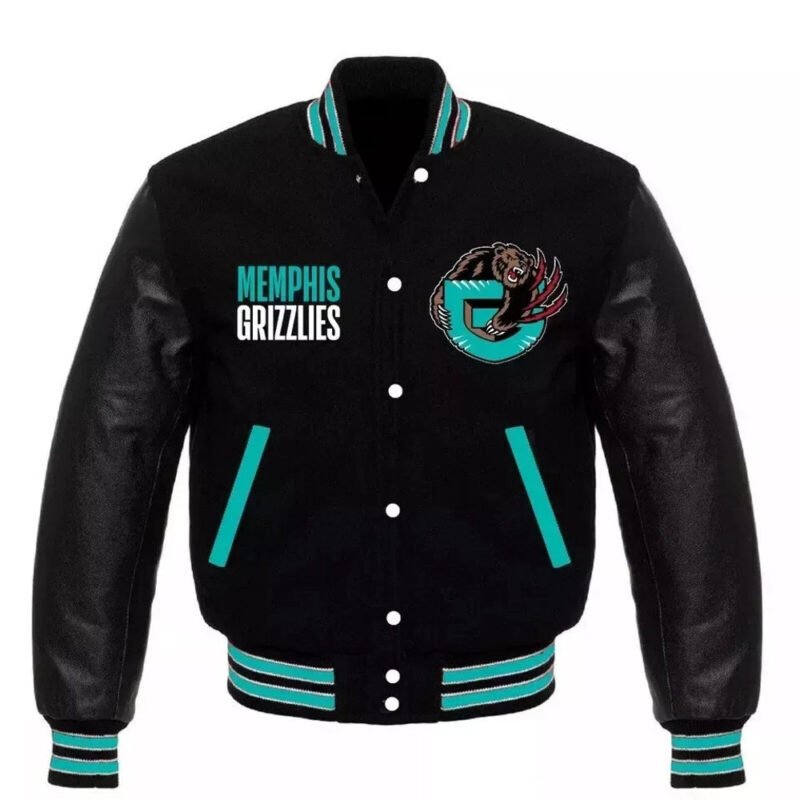 Bomber Jacket Black – Premium Leather and Wool Varsity Style Jacket for Men and Women