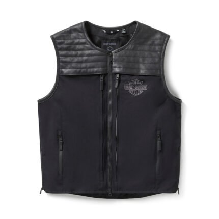 Weighted vest utility-style Harley-Davidson Long Haul Vest 97184-25VM with nylon body and leather yokes