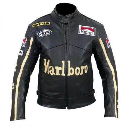 Biker leather jacket – Marlboro vintage rare racing motorcycle jacket in premium leather