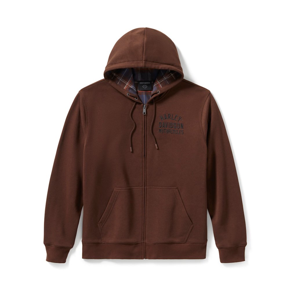 1_imresizer (8) Hoodie with plaid lining and full zip by Harley-Davidson