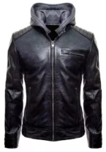 Men's Black Batman Leather Jacket | Arkham Bruce Wayne Bat Logo Leather Jacket - Image 2