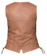 Ladies Vest Leah Premium Lambskin Traditional Leather Vest Brown - Image 2