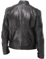 Cafe Racer Biker Leather Jacket Black & Brown Soft Sheep Skin Leather - Image 2