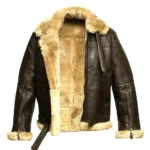RAF Aviator B3 Bomber Jacket Men Real Sheepskin Leather Flying Pilot Jacket Coat - Image 3