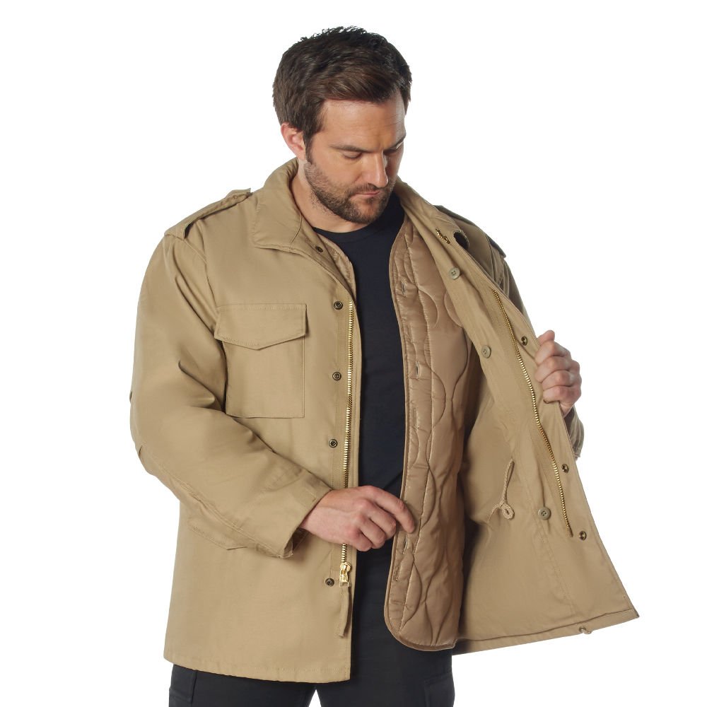 3_imresizer (1) Military Field Jacket Rothco M-65 Tactical khaki jacket with removable insulated liner
