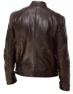 Cafe Racer Biker Leather Jacket Black & Brown Soft Sheep Skin Leather - Image 4