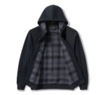 Hoodie with Plaid Lining by Harley-Davidson® | Men’s Zip Hoodie Black/Brown - Image 7