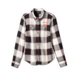 Women Shirt Harley Davidson Classic Logo Plaid Long Sleeve Biker Shirt
