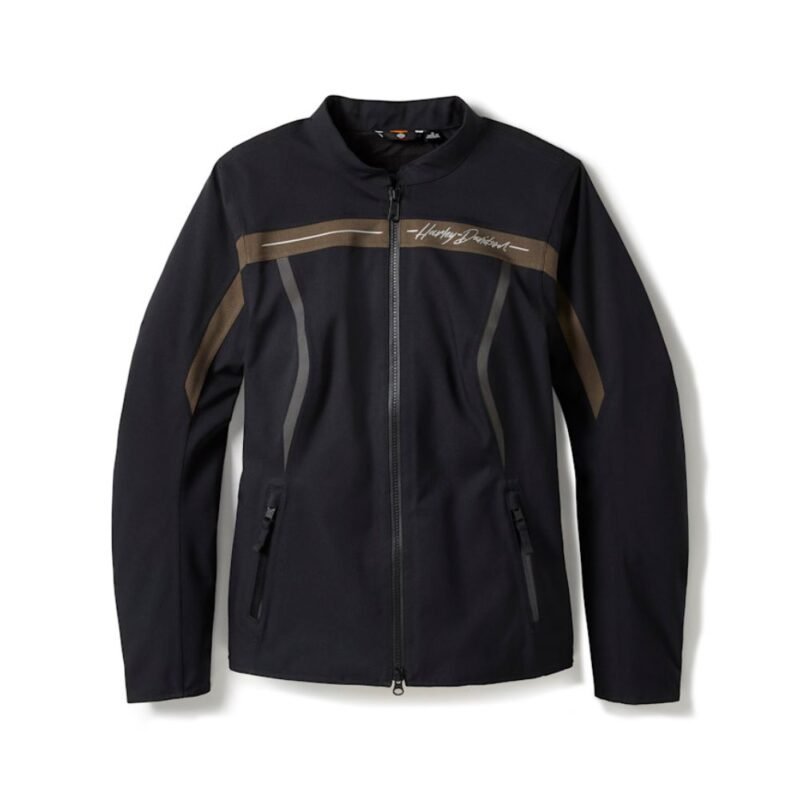 Women wearing waterproof jacket H-D textile riding jacket with armor protection and reflective safety features