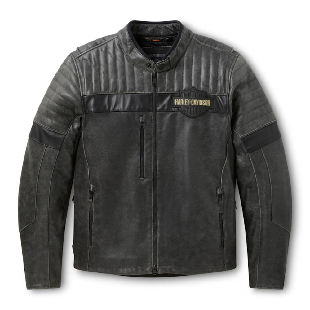 D3O Armor in Top Quality Leather Jacket H-D Passing Link III Interior view showing D3O Ghost armor pockets in top quality leather jacket Men's Passing Link III 98001-26VM