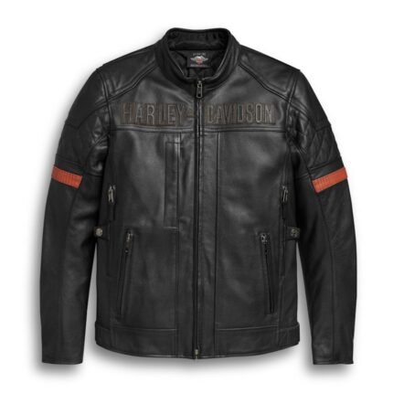 Waterproof Leather Jacket Harley-Davidson Vanocker H-D Triple Vent System 98000-20VM men black riding jacket