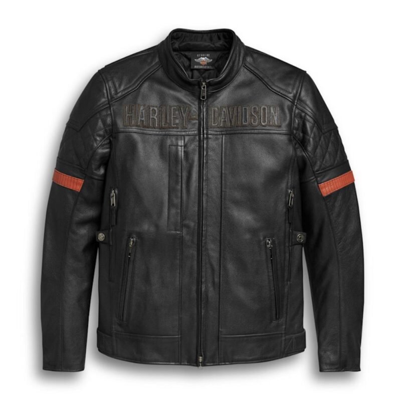 Waterproof Leather Jacket Harley-Davidson Vanocker H-D Triple Vent System 98000-20VM men black riding jacket