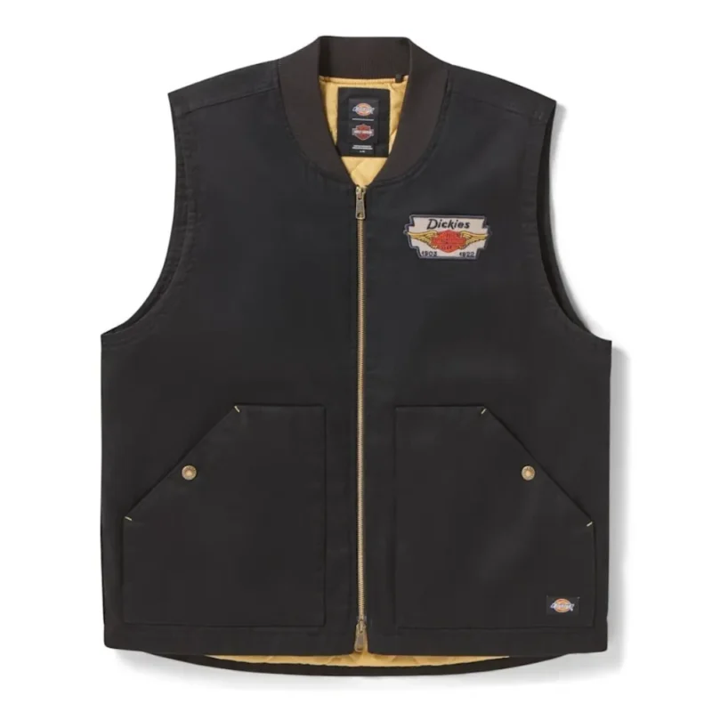 Harley-Davidson Twill Vest Dickies collaboration men rugged black vest 97400-26VM durable twill fabric